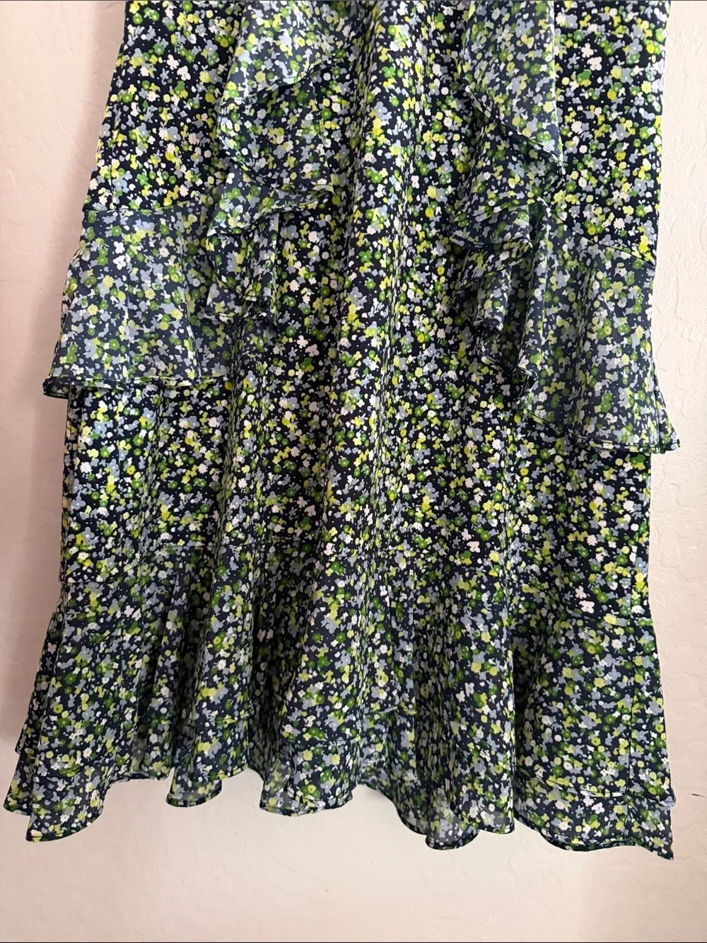Michael Kors Navy Dress with Green & White Floral Print
